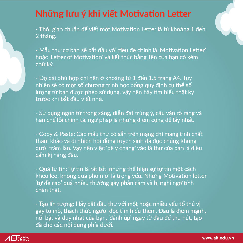 Những lưu ý khi viết motivation letter