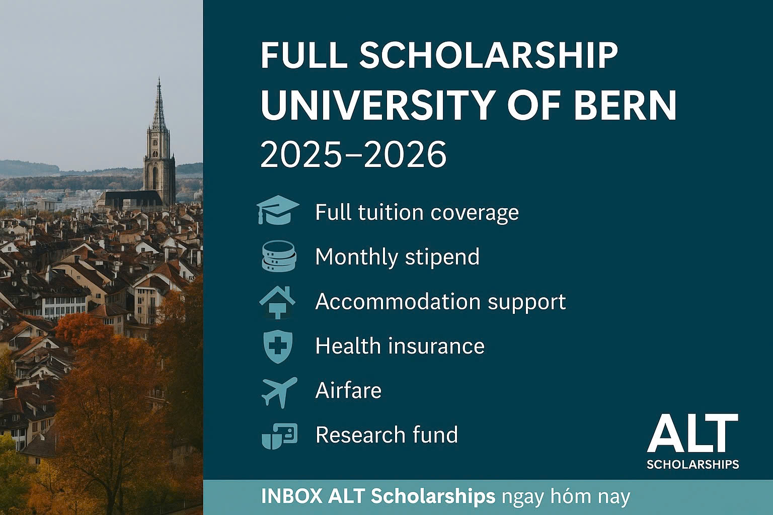 Học Bổng University of Bern – Thụy Sĩ 2025–2026: Hướng Dẫn Toàn Tập Từ A–Z