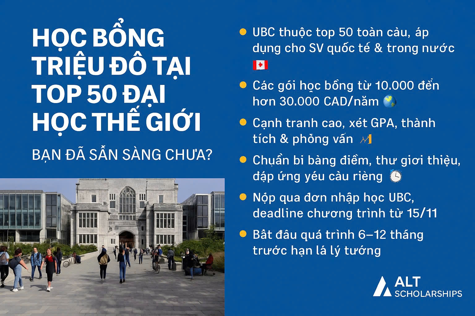 Khám Phá Học Bổng University of British Columbia 2025-2026: 4 Lý Do Nên Trải Nghiệm & Hướng Dẫn Nộp Hồ Sơ
