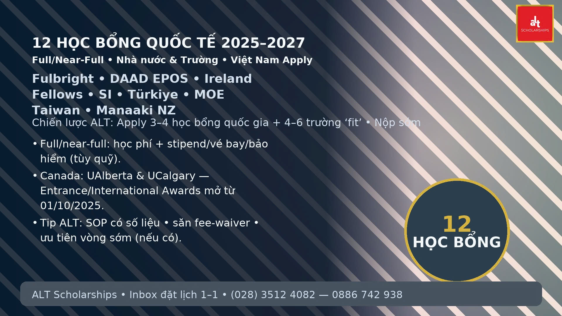 DU HỌC 2025–2027: 12 HỌC BỔNG “CHẮC TAY” TỪ DANH SÁCH ALT SCHOLARSHIPS