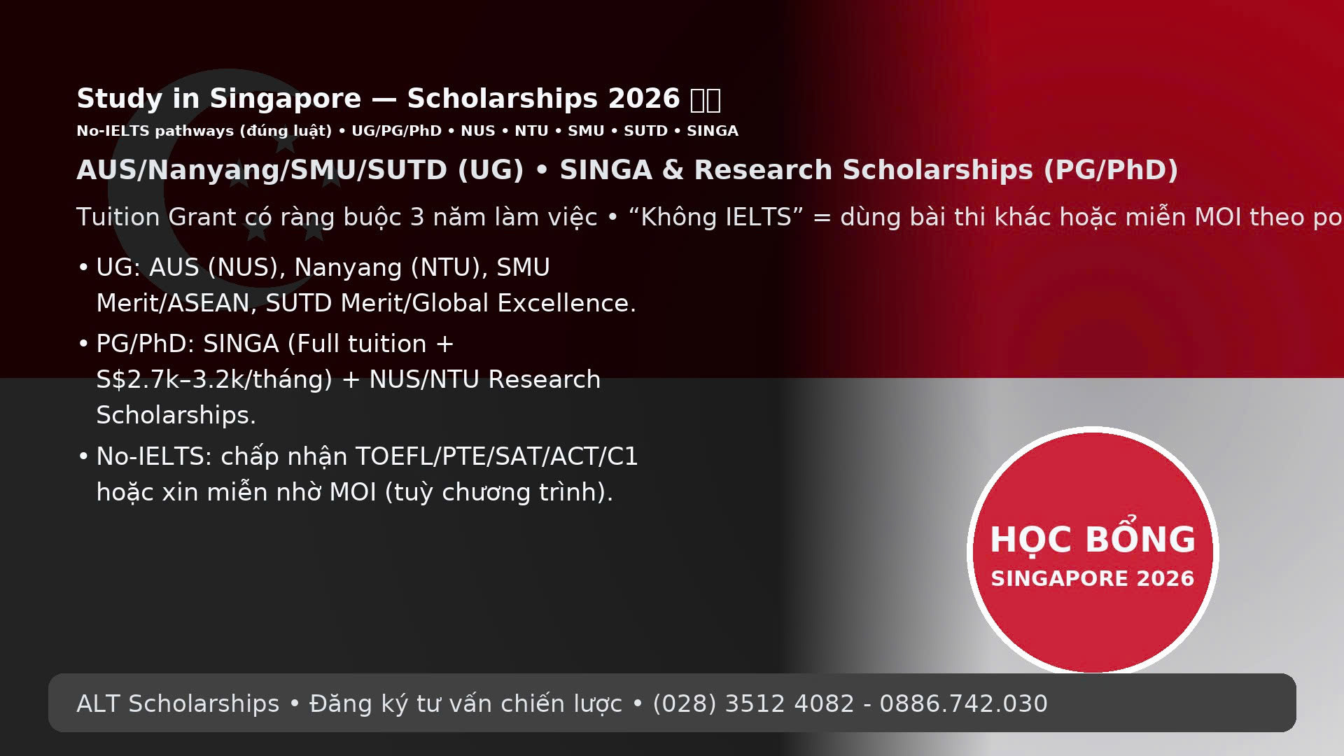 DU HỌC SINGAPORE 2026: HỌC BỔNG “KHỦNG” & LỘ TRÌNH KHÔNG CẦN IELTS (KHI ĐỦ ĐIỀU KIỆN)