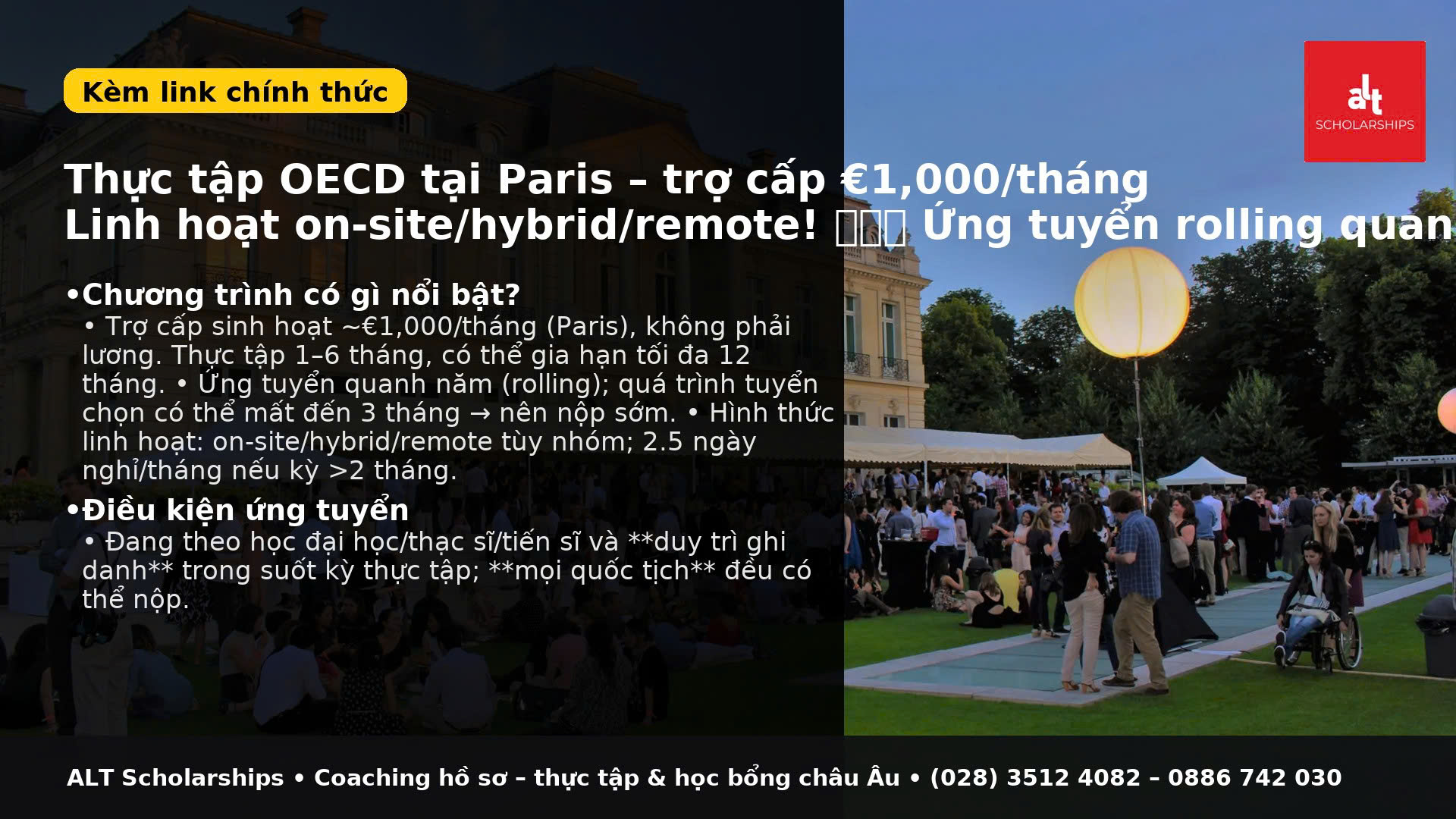Học Bổng Thực Tập Tại Pháp – OECD Internship 2025–2026 (Paris & global centres)