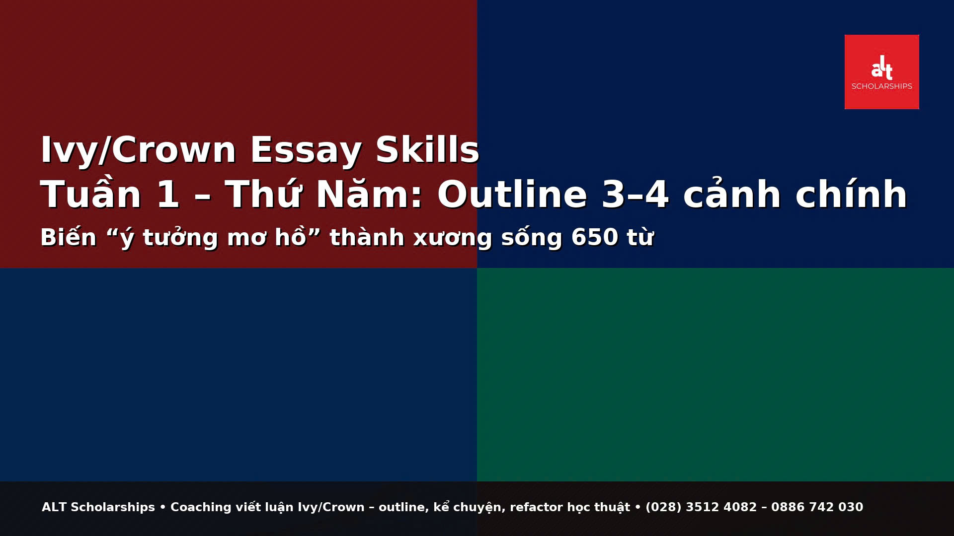 CHỐT CÂU HỎI TRỌNG TÂM & VIẾT ZERO-DRAFT (STORY/MONTAGE)