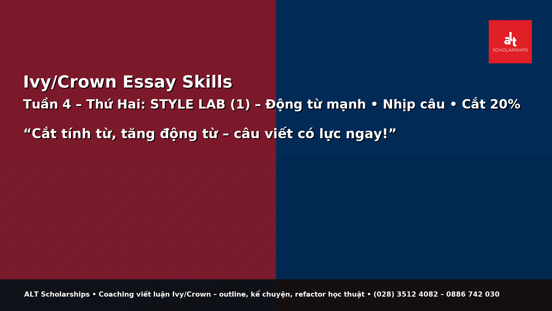 STYLE LAB (1): DÙNG ĐỘNG TỪ MẠNH • VIẾT CÂU CÓ NHỊP • CẮT BỚT TỪ THỪA