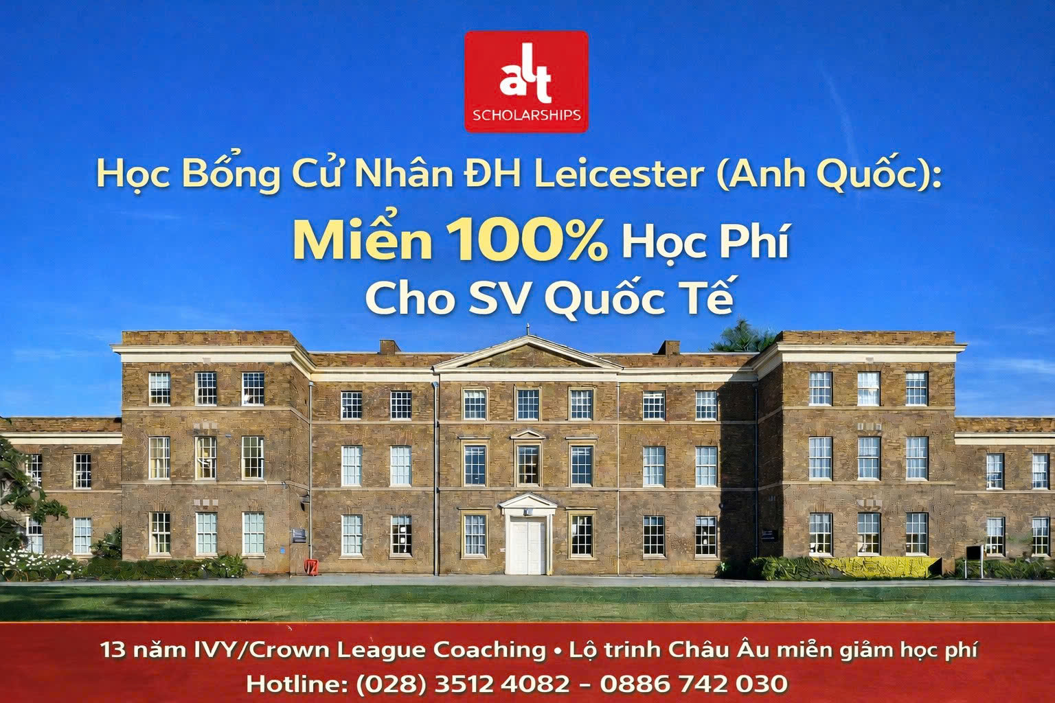 University of Leicester International Undergraduate Tuition Fee Waiver 2026 (UK): Miễn 100% học phí | Mở đơn 18/11/2025–30/06/2026