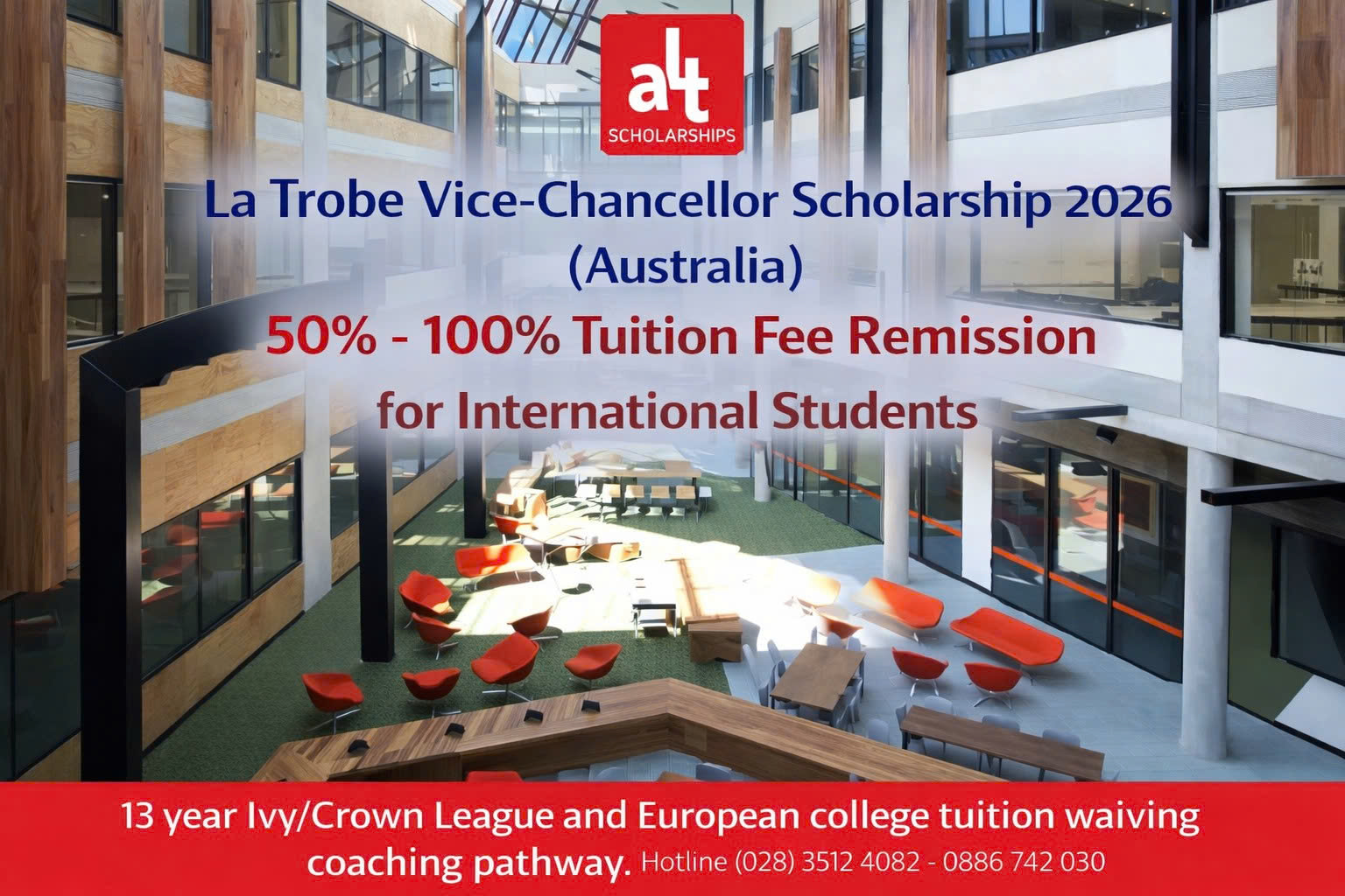 La Trobe Vice-Chancellor Scholarship 2026 (Australia) — Học Bổng 50%/100% Học Phí Cho Sinh Viên Quốc Tế (UG + Coursework PG)