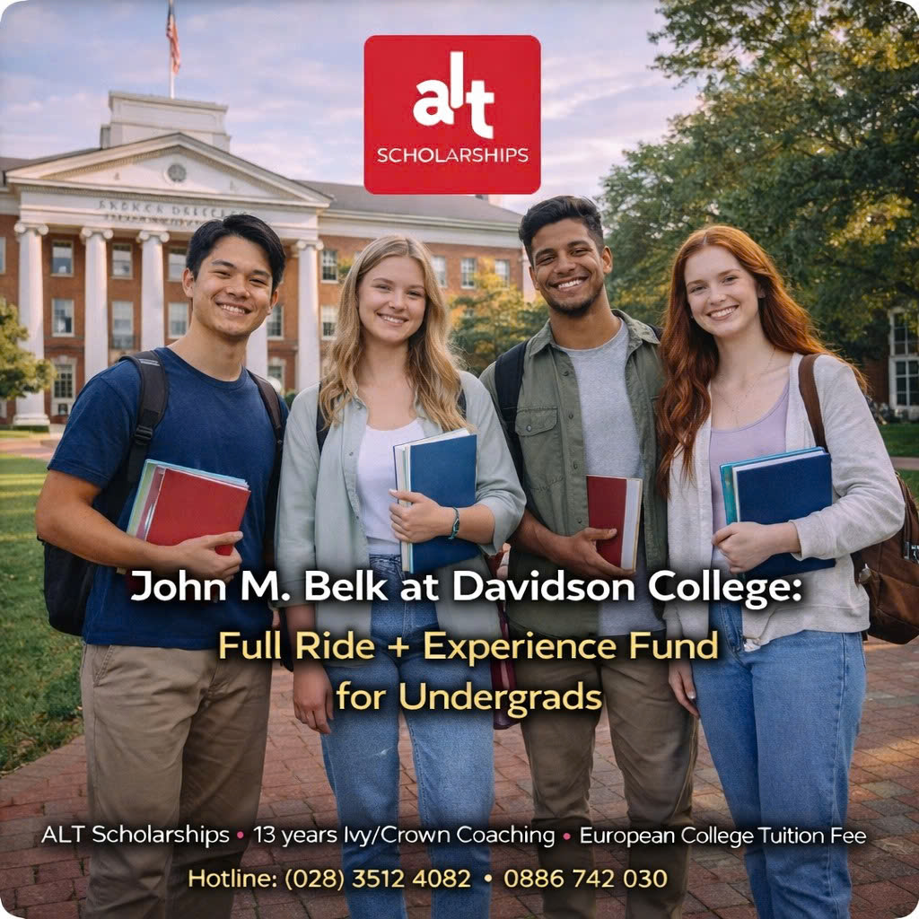 Học Bổng John M. Belk Tại Davidson College: Full Tuition + Fees + Ăn Ở + Quỹ Trải Nghiệm Cho Bậc Cử Nhân Tại Mỹ