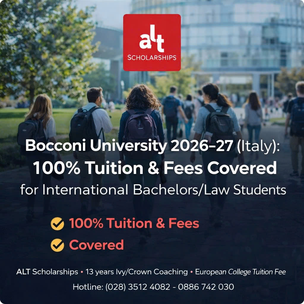 Học bổng Bocconi4Access 2026–27 (Bocconi University, Italy): miễn 100% học phí & phí bắt buộc cho SV quốc tế bậc Cử nhân/Law— Đợt Nộp Phù Hợp Nhất Hiện Tại: Từ 04/06/2026 (Spring Session)