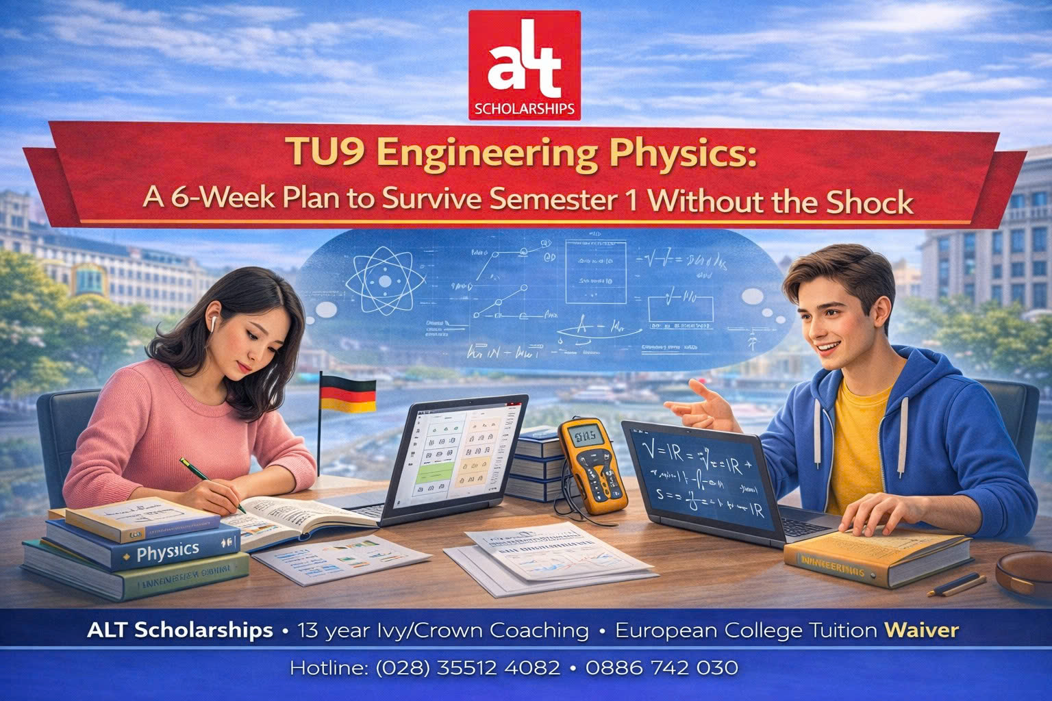 Vật Lý Cho Khối Kỹ Sư TU9: Không Phải “Học Lại Cấp 3” — Mà Là Nền Để Sống Sót Qua Cơ Học–Nhiệt–Điện Năm Nhất (Kế Hoạch 6 Tuần Để Không Sốc Học Kỳ 1)