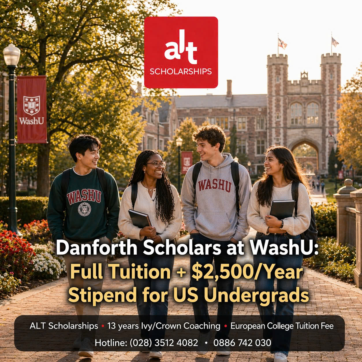 Học Bổng Danforth Scholars Tại Washu: Miễn 100% Học Phí + Trợ Cấp 2.500 USD/Năm Cho Bậc Cử Nhân Mỹ