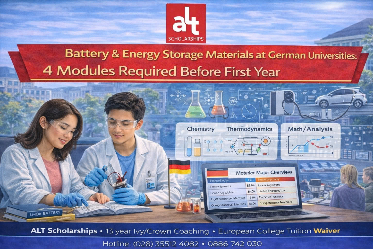 Ngành Vật liệu cho pin & lưu trữ năng lượng ở Đại học Đức: 4 module gate học sinh Việt Nam nên luyện trước năm nhất