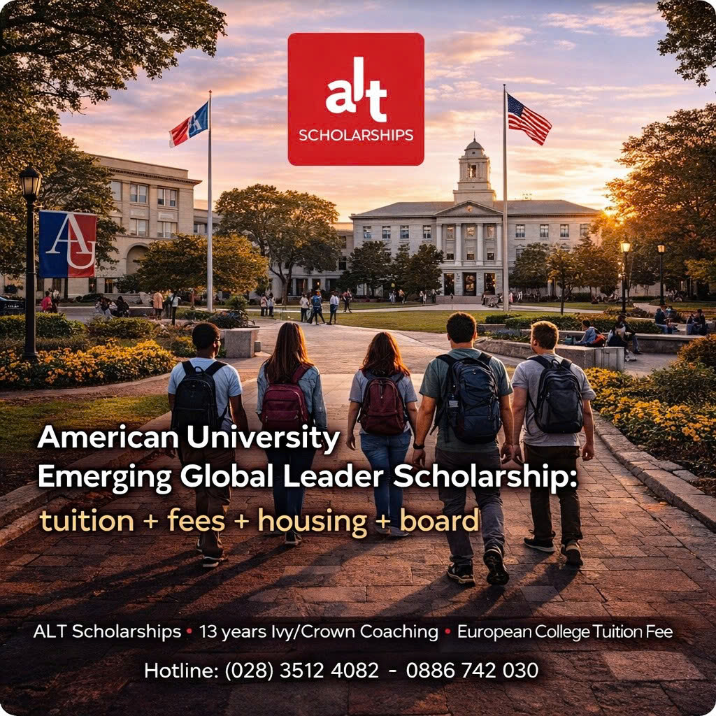 American University Emerging Global Leader Scholarship: Full Tuition + Fees + Housing + Board Cho Bậc Cử Nhân Tại Mỹ