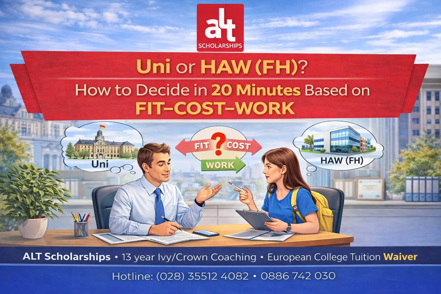 Uni Hay HAW (FH)? Chọn Sai “Hệ” Là Học Rất Cực Nhưng Ra Nghề Không Đúng (Cách Quyết Trong 20 Phút Theo FIT–COST–WORK)
