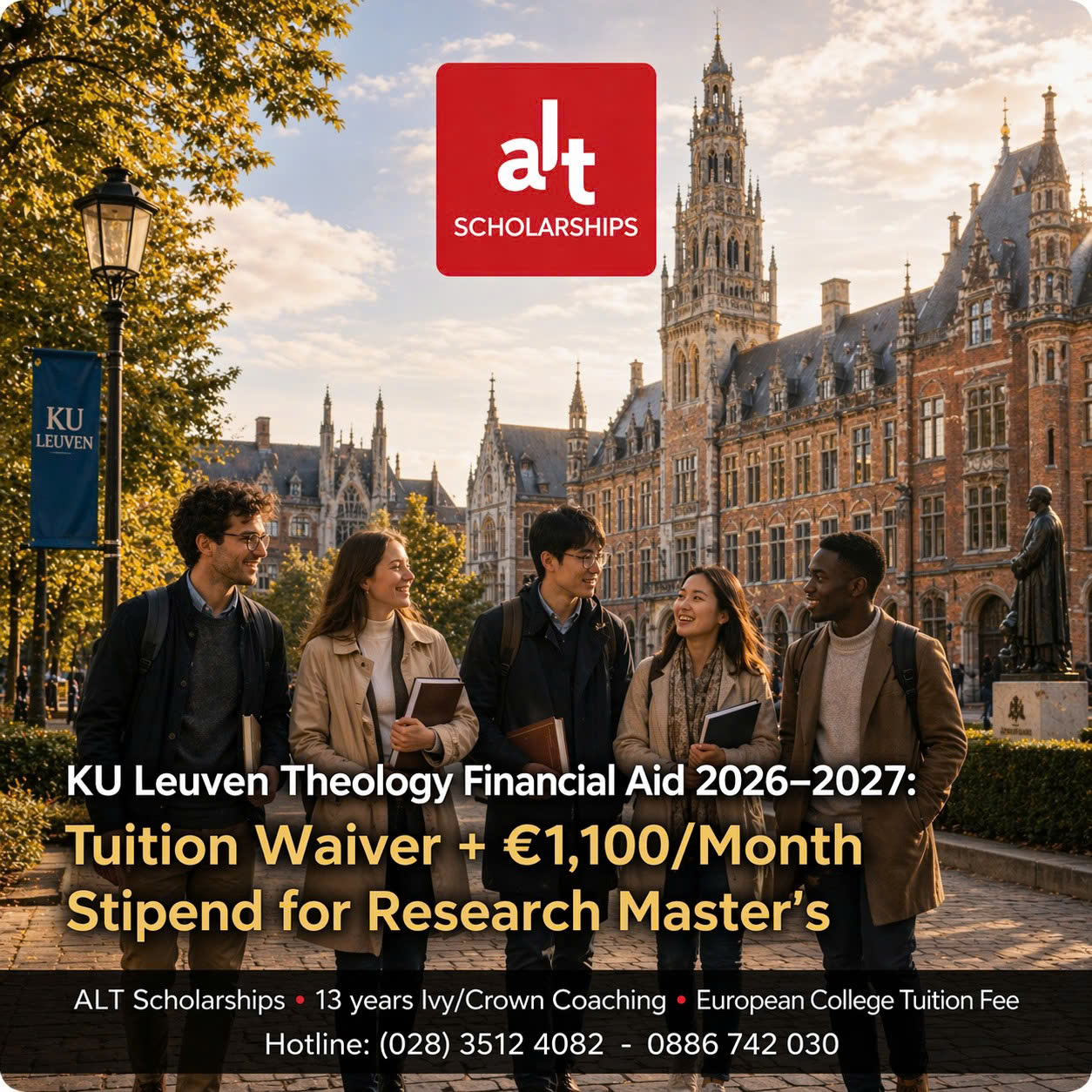 Hỗ Trợ Tài Chính Khoa Thần Học KU Leuven 2026–2027: Miễn Học Phí Và Trợ Cấp 1.100 Euro/Tháng Cho Bậc Thạc Sĩ Nghiên Cứu
