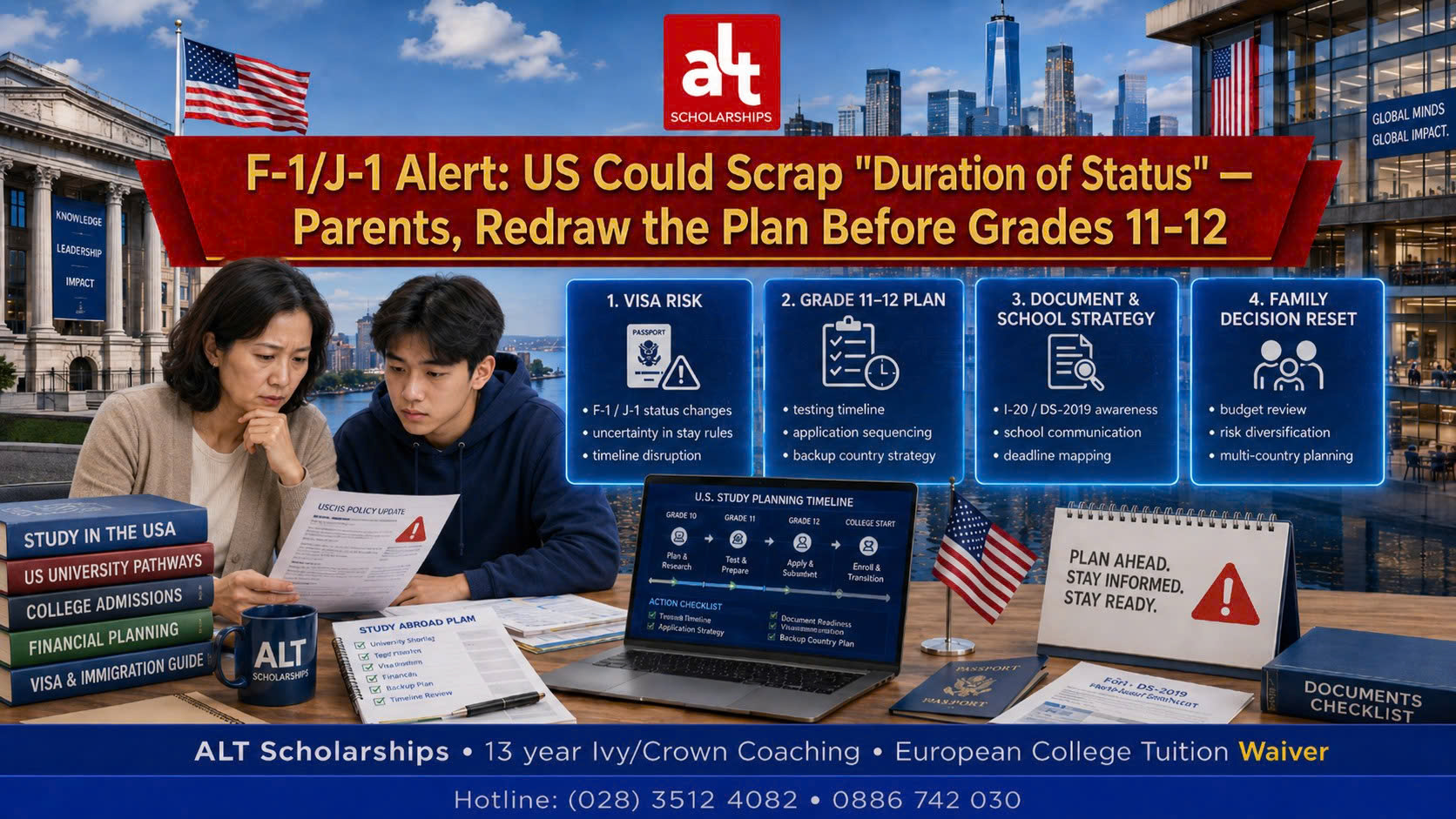 Mỹ có thể xóa “Duration of Status” cho F-1/J-1: ba mẹ Việt Nam cần đọc lại lộ trình du học Mỹ trước khi con bước vào lớp 11–12