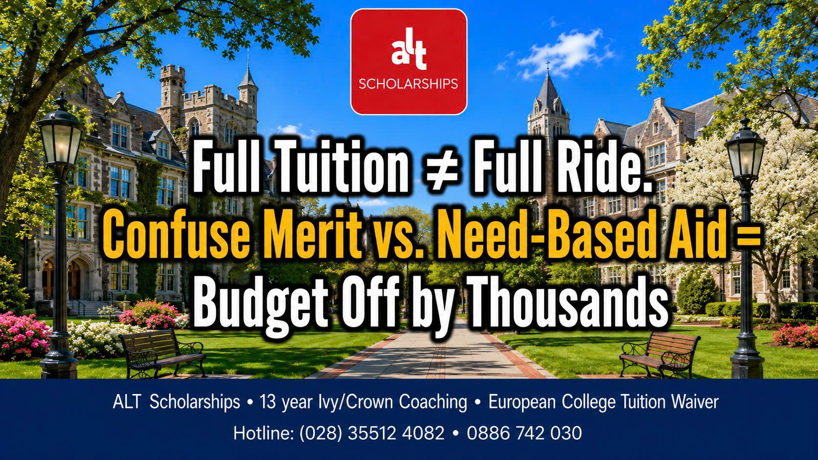 “Full Tuition” không phải “Full Ride”: nếu ba mẹ nhầm Merit Scholarship với Need-Based Aid, ngân sách du học Mỹ có thể lệch hàng chục nghìn USD mỗi năm
