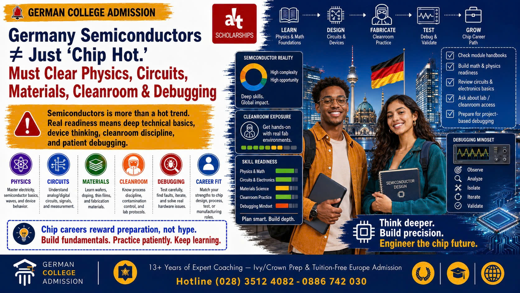 Semiconductor & Microelectronics Ở Đức: Đừng Chọn Vì “Chip Hot” Nếu Con Chưa Chịu Được Physics, Circuits, Materials, Cleanroom Và Debugging