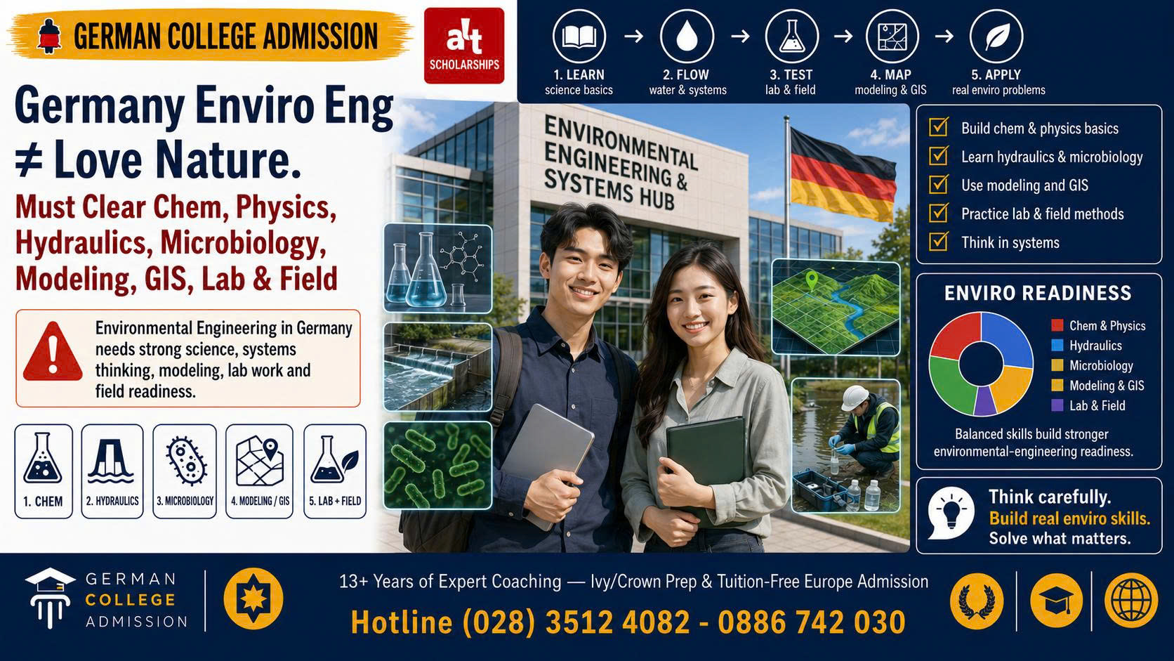 Environmental Engineering Ở Đức Không Phải “Yêu Môi Trường Là Đủ”: Con Phải Vượt Hóa, Lý, Hydraulics, Microbiology, Modelling, GIS, Lab & Fieldwork Trước Khi Nói Tới Sustainability