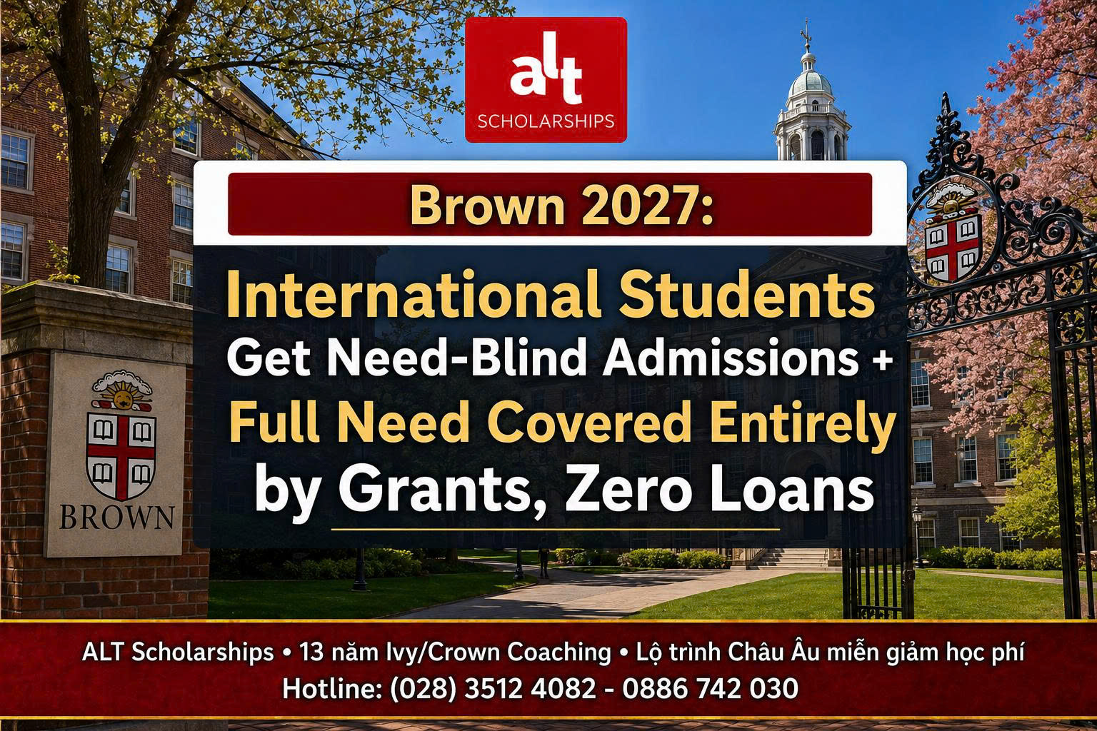 Brown University Financial Aid 2027: Học Bổng Cử Nhân Mỹ Need-Blind Cho Quốc Tế + Đáp Ứng 100% Demonstrated Need, Không Loans