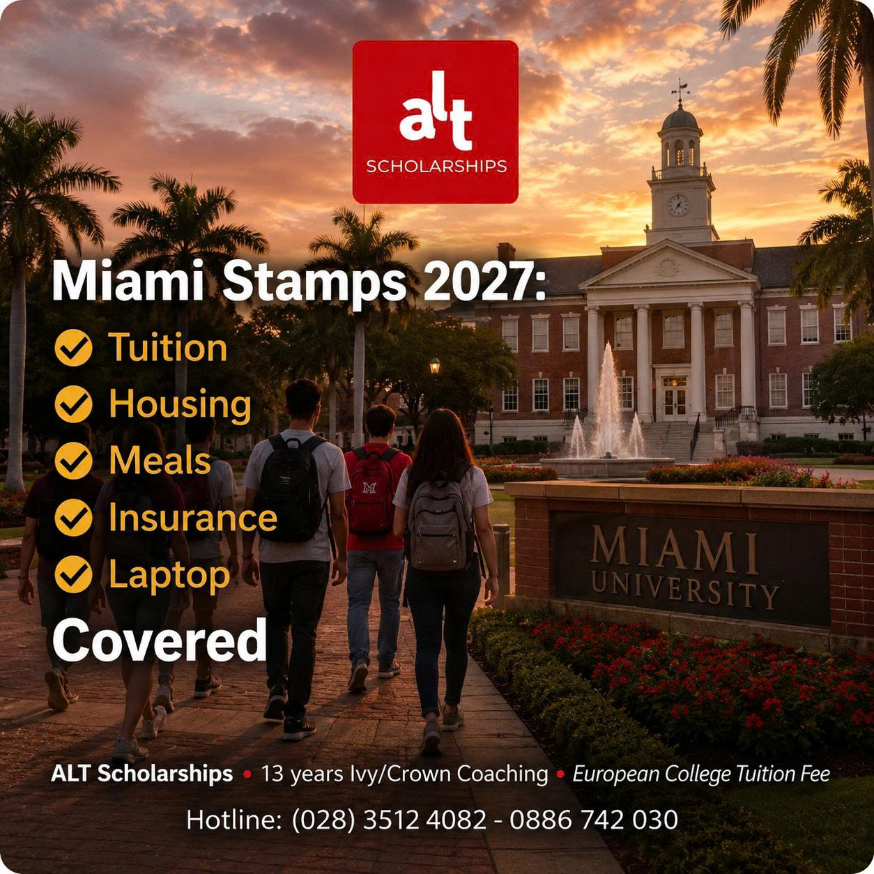 University Of Miami Stamps Scholarship 2027: Học Bổng Cử Nhân Mỹ Bao Học Phí, Nhà Ở, Ăn Uống, Bảo Hiểm Và Laptop