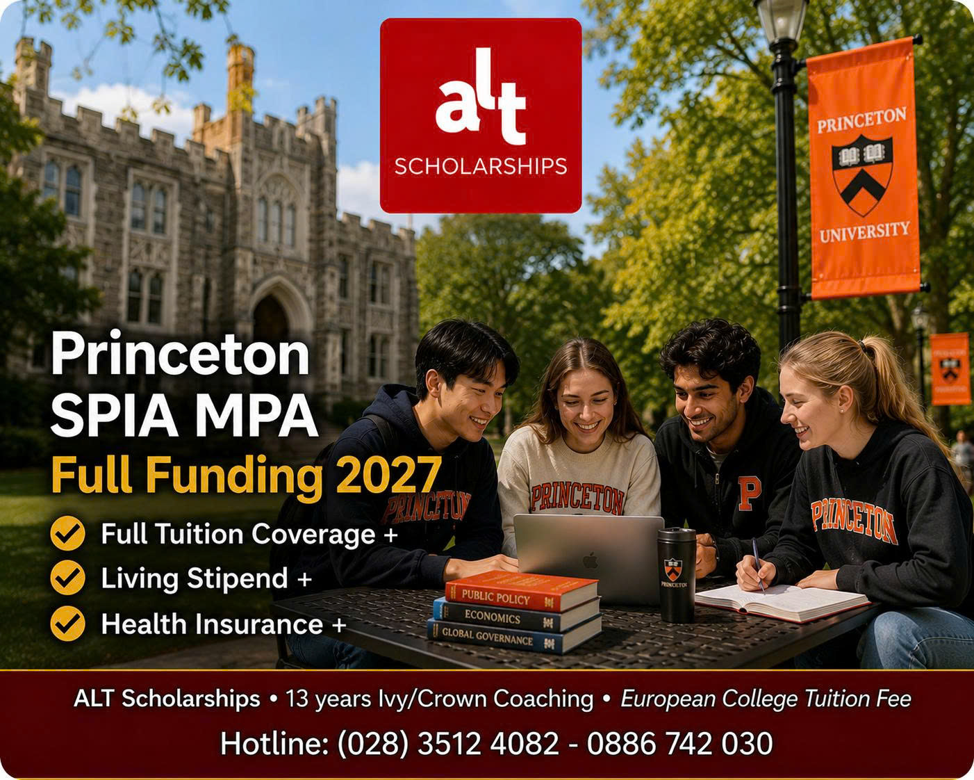 Princeton SPIA MPA Full Funding 2027: Học bổng Thạc sĩ Mỹ bao 100% học phí, phí bắt buộc, bảo hiểm và trợ cấp sinh hoạt