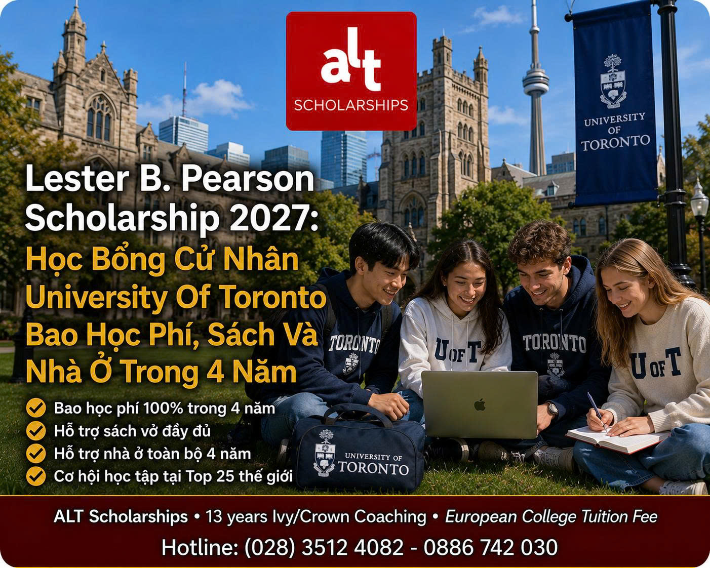 Lester B. Pearson Scholarship 2027: Học Bổng Cử Nhân University Of Toronto Bao Học Phí, Sách Và Nhà Ở Trong 4 Năm