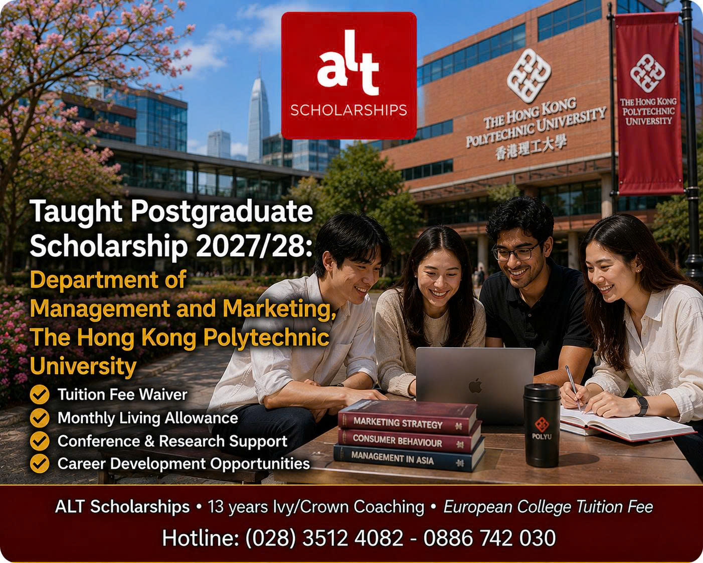 Polyu MM Scholarship 2027/28: Có Thể Miễn Toàn Bộ Học Phí Master Và Hỗ Trợ Thêm HK$50.000 Cho Sinh Viên Quốc Tế