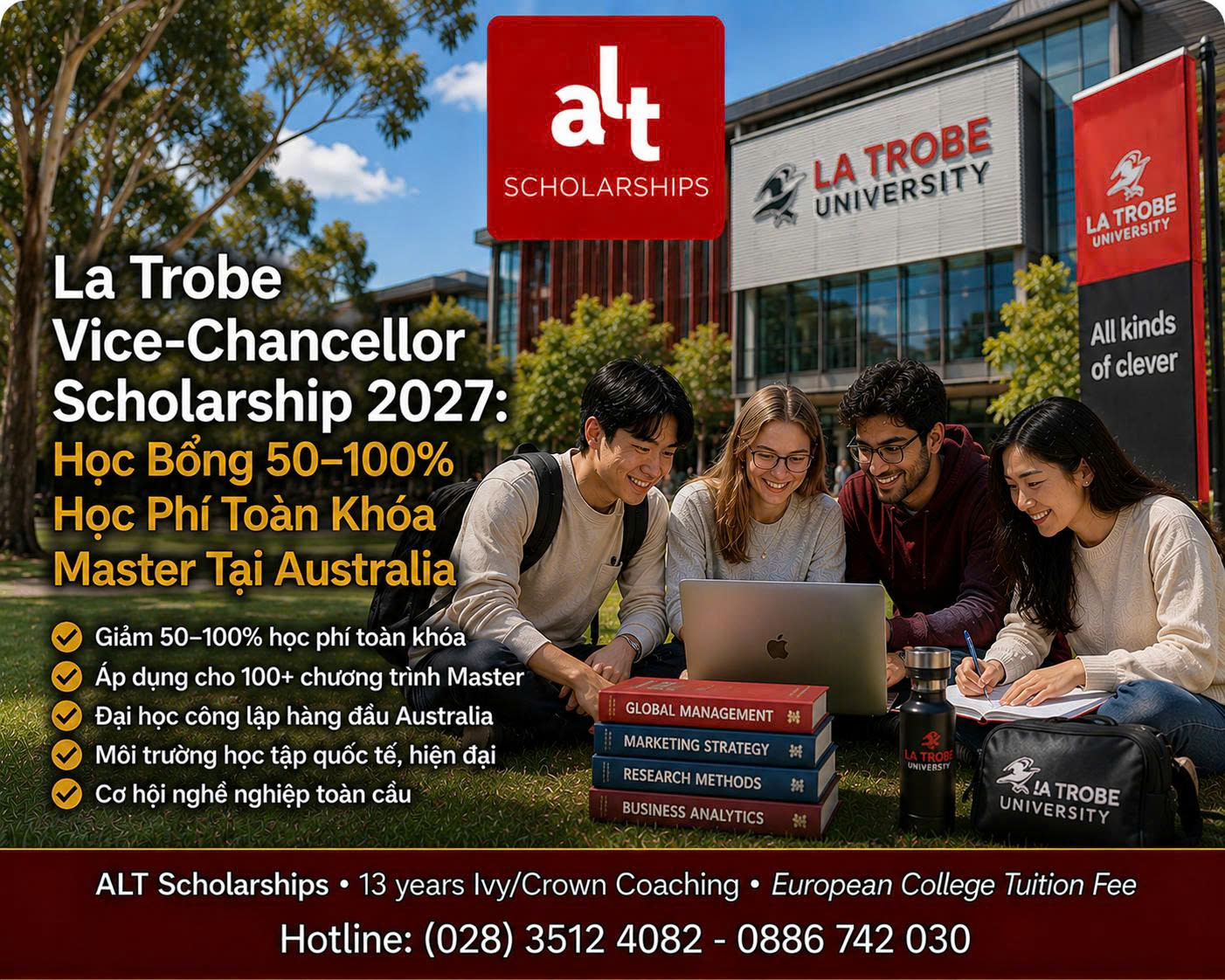 La Trobe Vice-Chancellor Scholarship 2027: Học Bổng 50–100% Học Phí Toàn Khóa Master Tại Australia