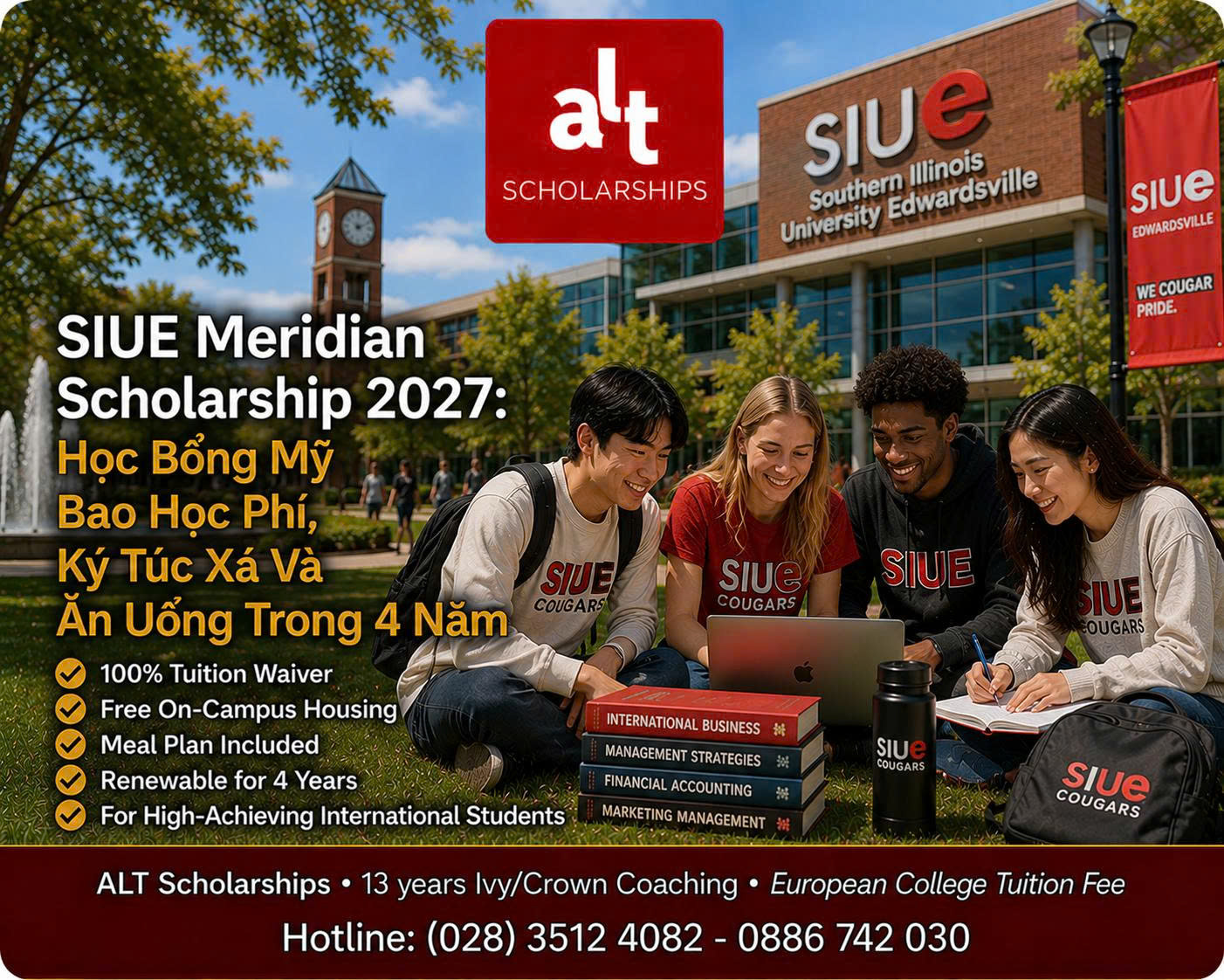 SIUE Meridian Scholarship 2027: Học Bổng Mỹ Bao Học Phí, Ký Túc Xá Và Ăn Uống Trong 4 Năm