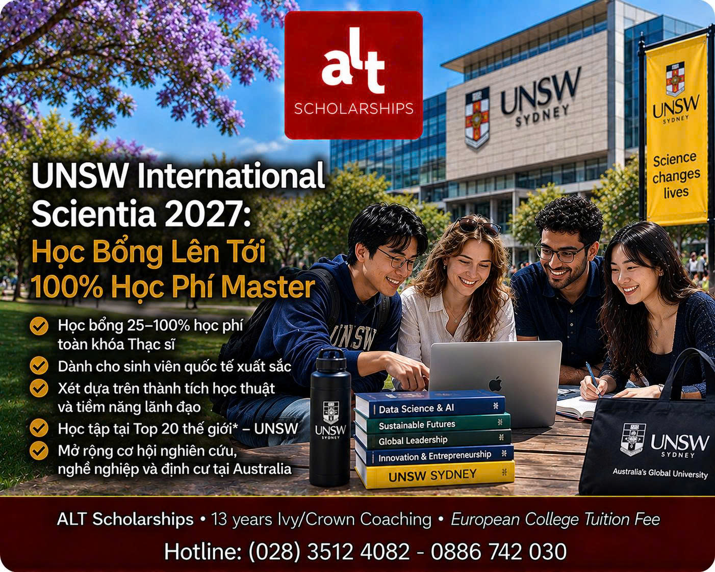 UNSW International Scientia Scholarship 2027: 100% học phí Master — nhưng thành tích không có bằng chứng có thể không được chấm
