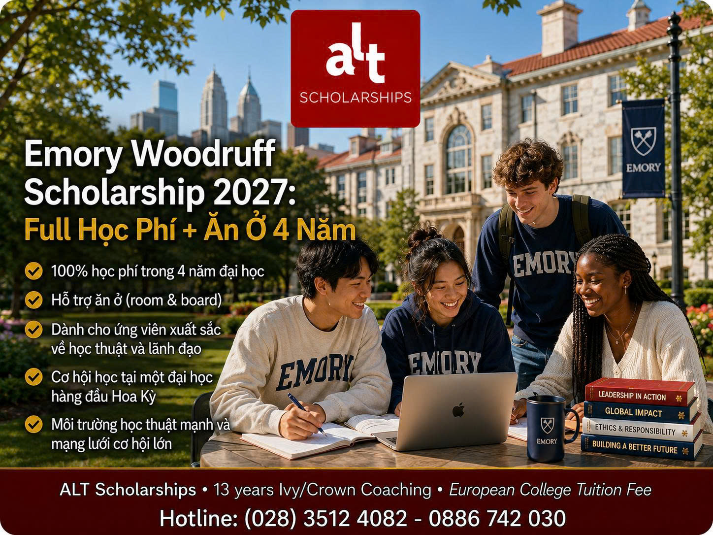 Emory Woodruff Scholarship 2027: Full Học Phí + Ăn Ở 4 Năm — Nhưng Nếu Gia Đình Cần Học Bổng Mới Đi Được, Đừng Vội Chọn Early Decision