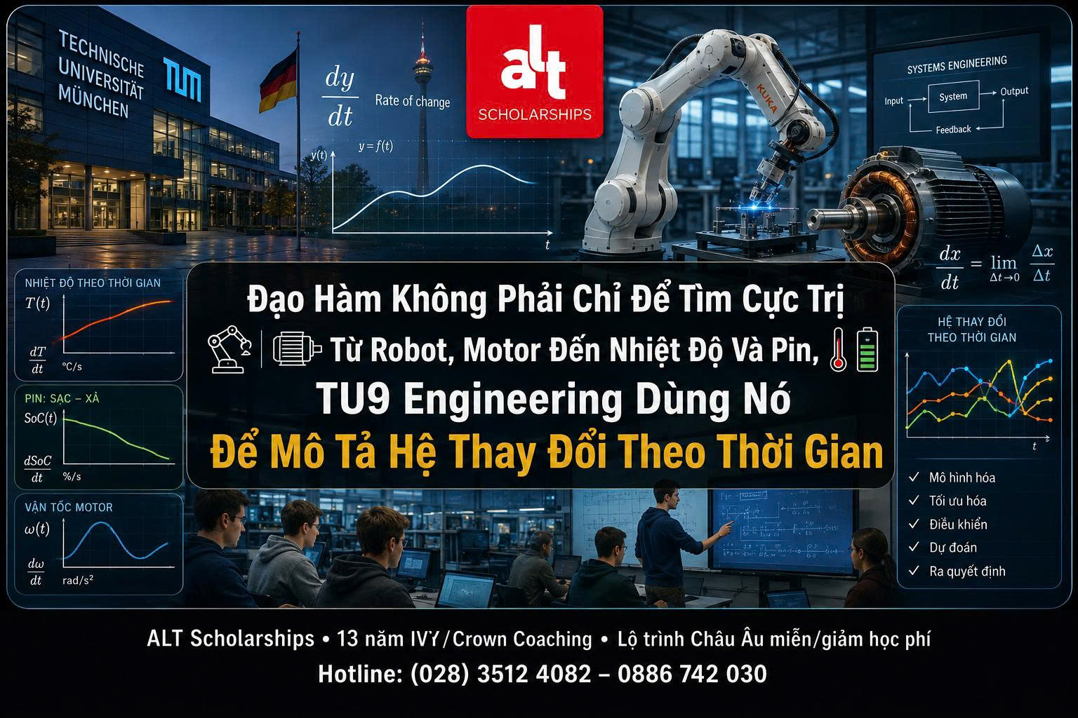 Đạo Hàm Không Phải Chỉ Để Tìm Cực Trị: Từ Robot, Motor Đến Nhiệt Độ Và Pin, TU9 Engineering Dùng Nó Để Mô Tả Hệ Thay Đổi Theo Thời Gian