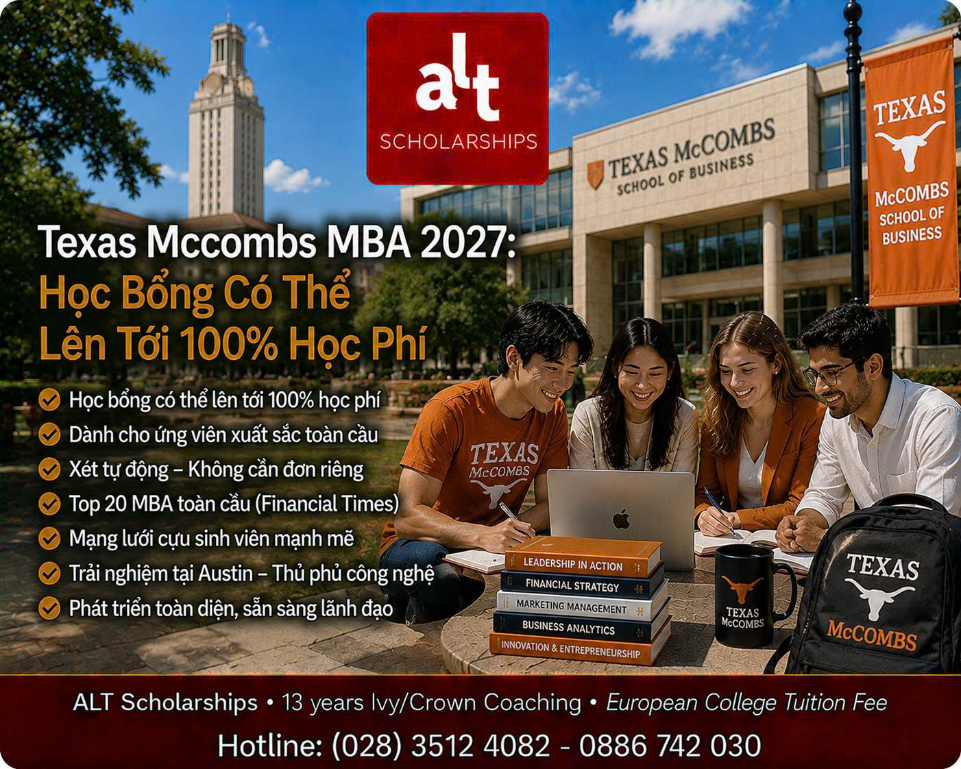 Texas Mccombs MBA 2027: Học Bổng Có Thể Lên Tới 100% Học Phí — Nhưng Người Giành Được Không Chỉ Là Người Có GMAT Cao