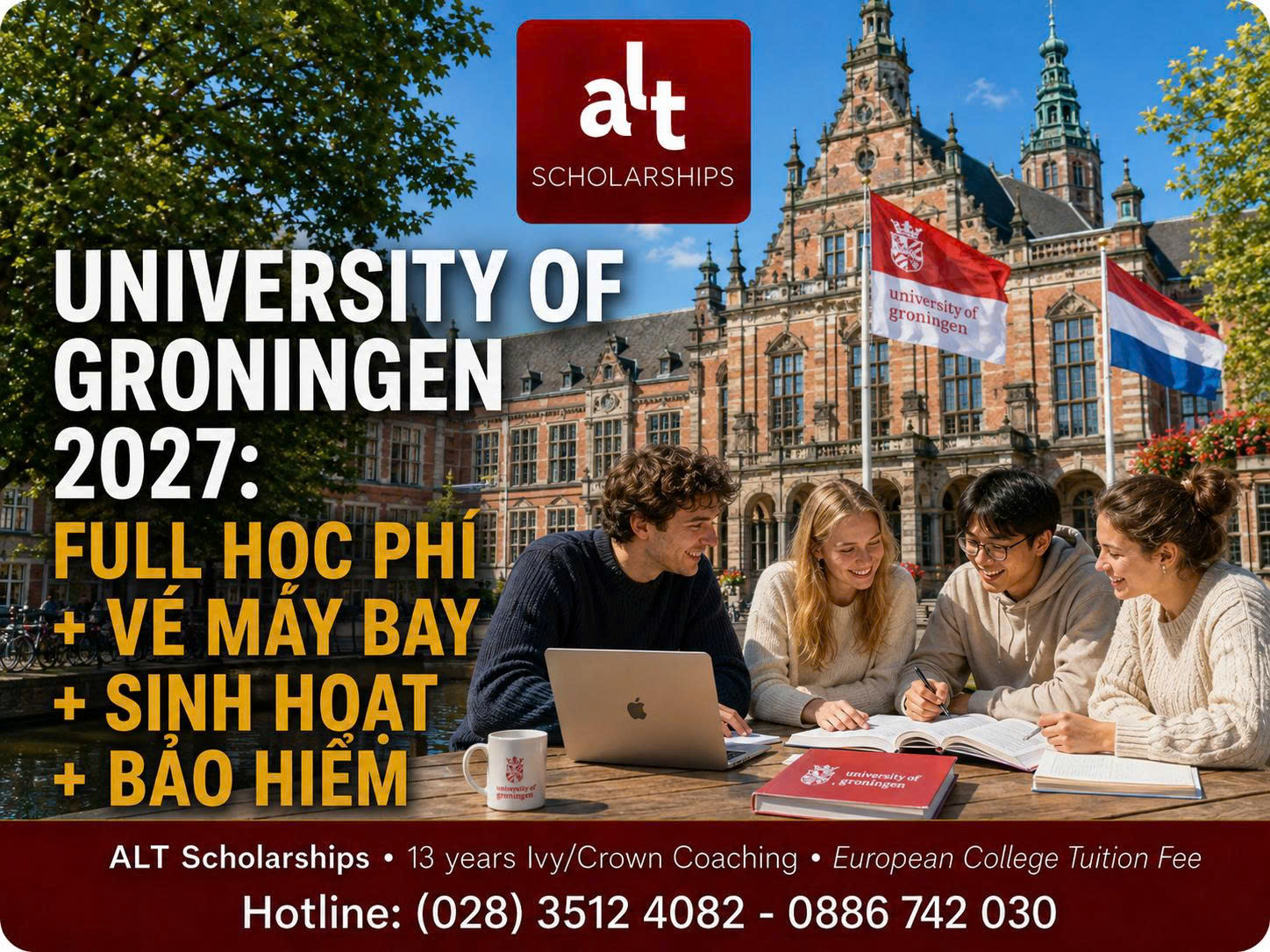 University Of Groningen Eric Bleumink 2027: Full Học Phí + Vé Máy Bay + Sinh Hoạt + Bảo Hiểm — Nhưng Bạn Không Được Tự Nộp Đơn Học Bổng