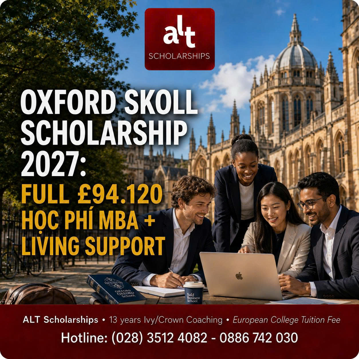 Oxford Skoll Scholarship 2027: Full £94.120 Học Phí MBA + Living Support
