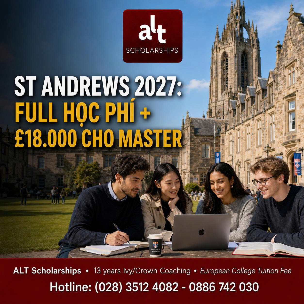 St Andrews 2027: Full Học Phí + £18.000 Cho Master — Nhưng GPA Cao Chỉ Là Một Trong Nhiều Cửa Để Thắng Học Bổng