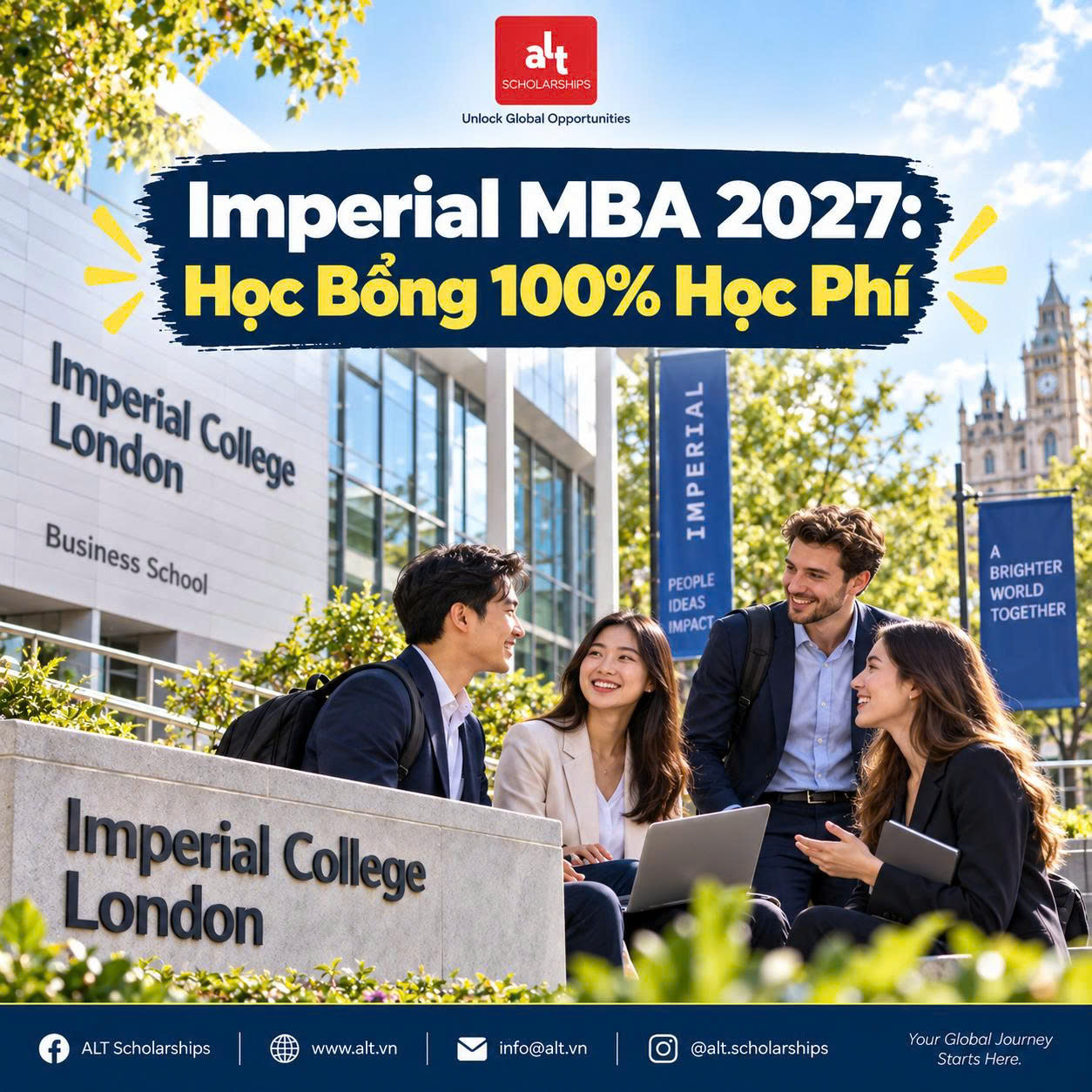 Imperial MBA (London) 2027: Học Bổng 100% Học Phí — Yêu Cầu GMAT/GRE + Financial Need + Video Sau Offer