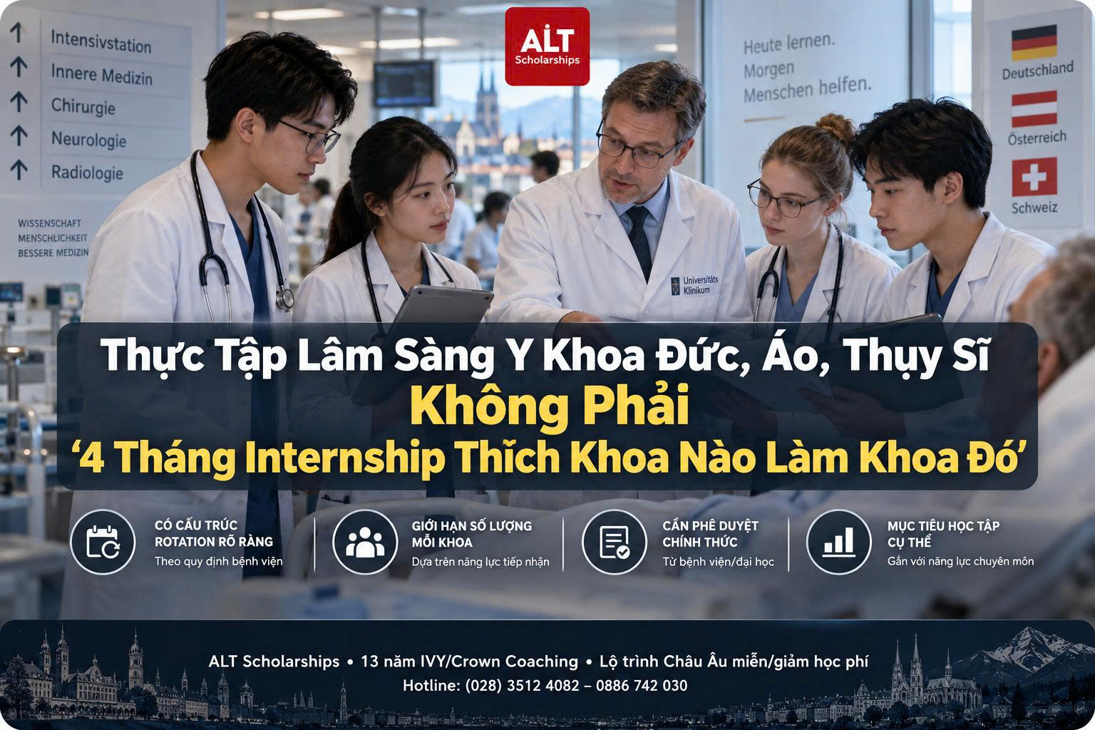 Thời Gian Thực Tập Lâm Sàng Bắt Buộc Dành Cho Sinh Viên Y Khoa Tại Đức, Áo Và Thụy Sĩ: Không Phải “4 Tháng Internship Tùy Chọn”, Phải Map Đúng Setting, Timing Và Documentation Trước Khi Chạm M2