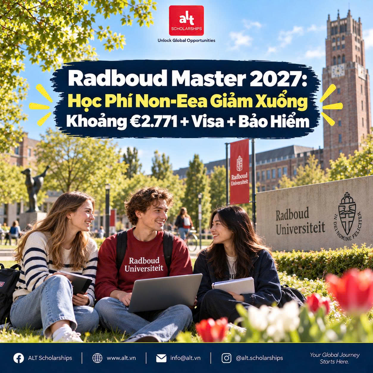 Radboud Master 2027: Học Phí Non-Eea Giảm Xuống Khoảng €2.771 + Visa + Bảo Hiểm — Nhưng Trường Đại Học Cũ Và 2 Thư Giới Thiệu Cũng Được Xét