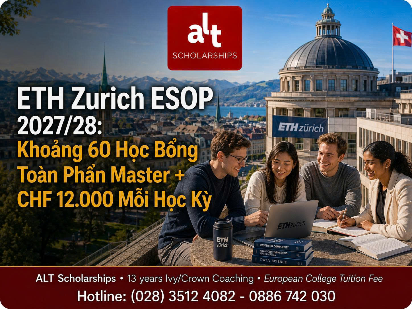 ETH Zurich ESOP 2027/28: Khoảng 60 Học Bổng Toàn Phần Master + CHF 12.000 Mỗi Học Kỳ