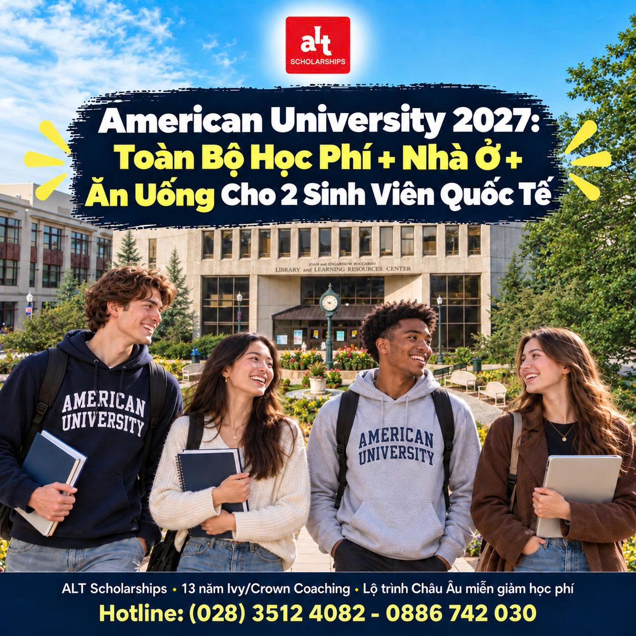 American University 2027: Toàn Bộ Học Phí + Nhà Ở + Ăn Uống Cho 2 Sinh Viên Quốc Tế